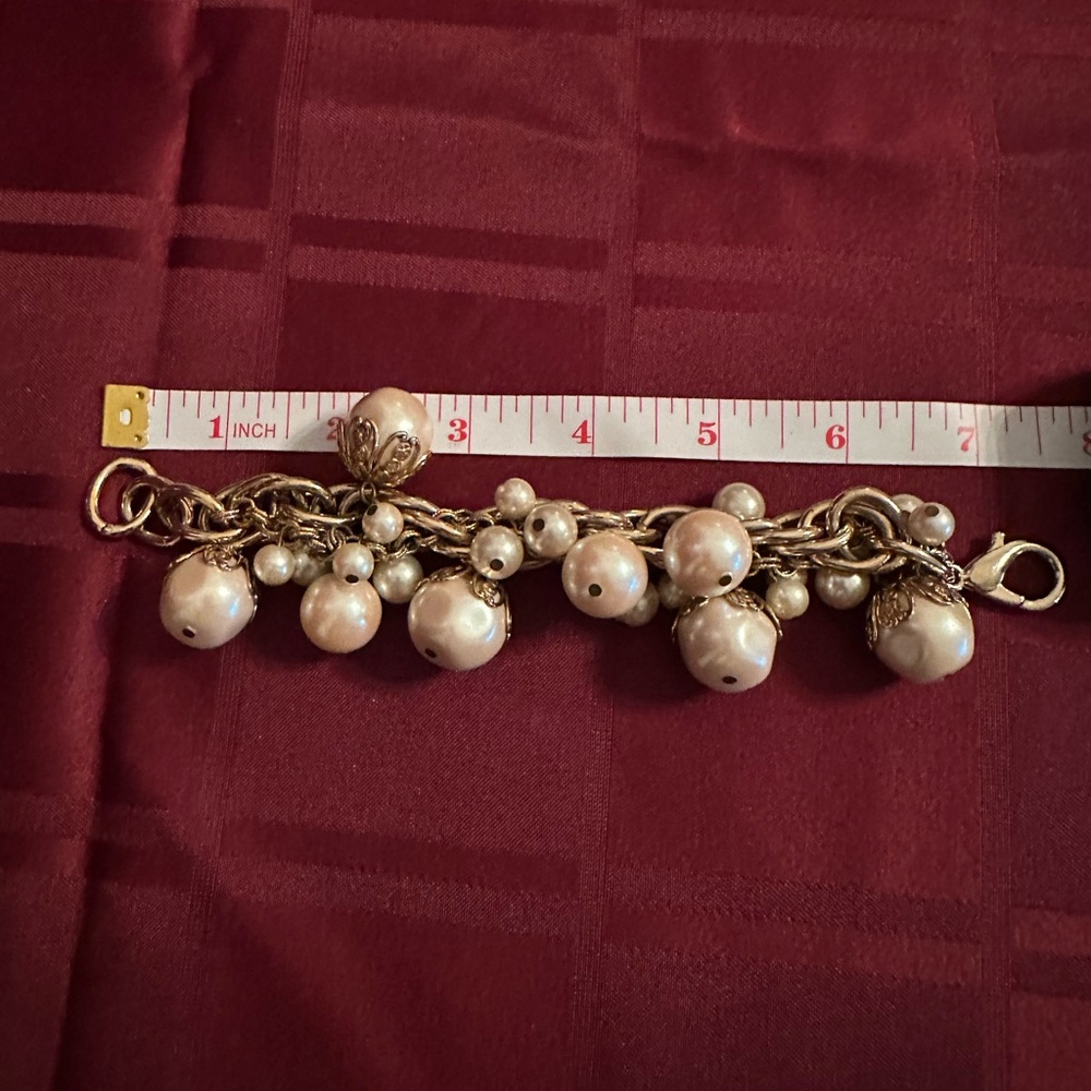Yosca Gold and Pearl Charm Bracelet